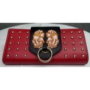Bellorita Bull PX (PiXiu) Red Continental Leather Wallet Red/Black/Gold